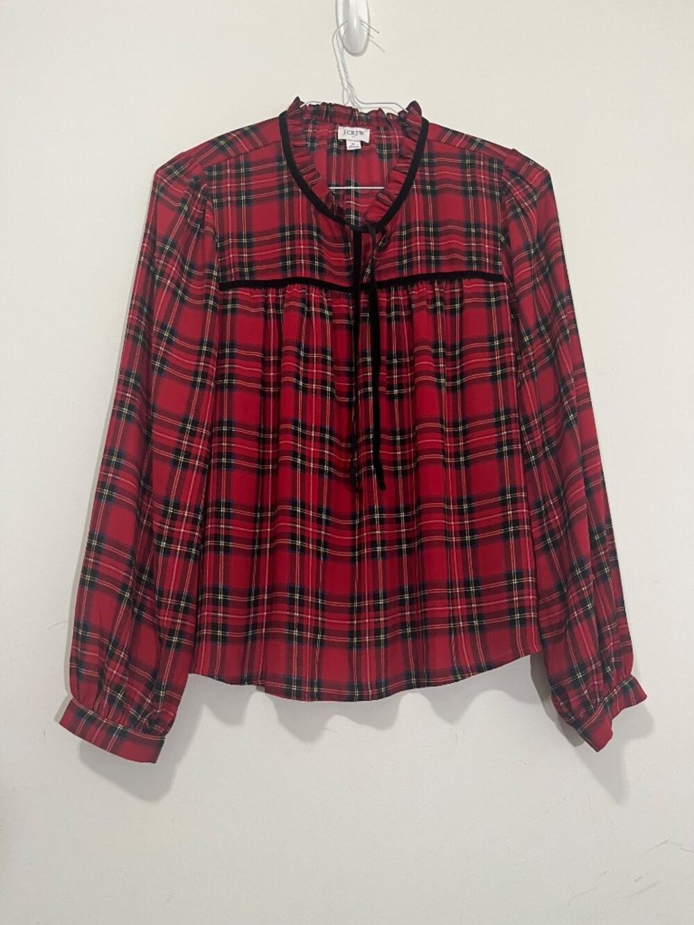 J. Crew Women's Long Sleeve Plaid Tartan Blouse Top M Preppy Festive Academia